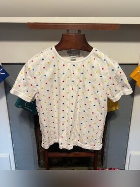 Embroidered polka dot tee